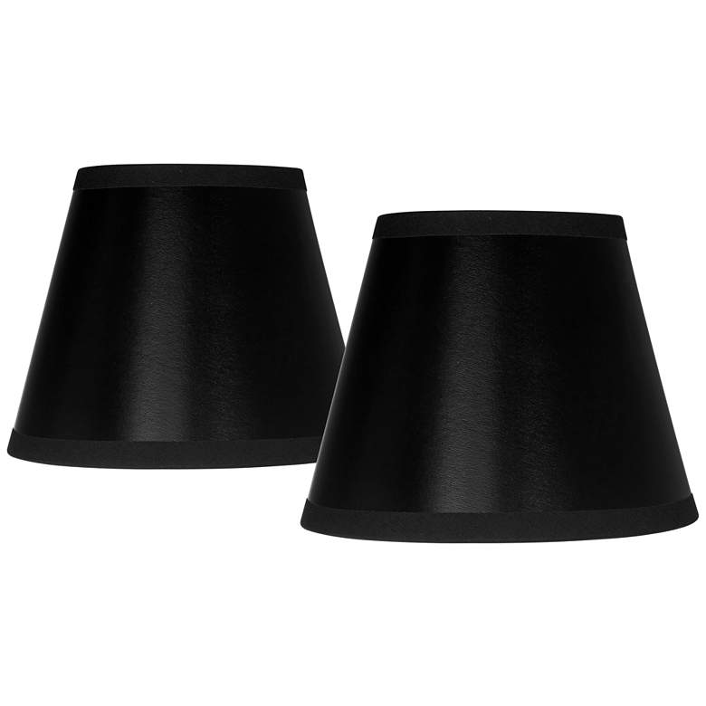 Image 1 Black Paper Set of 2 Empire Lamp Shades 3x5x4 (Clip-On)