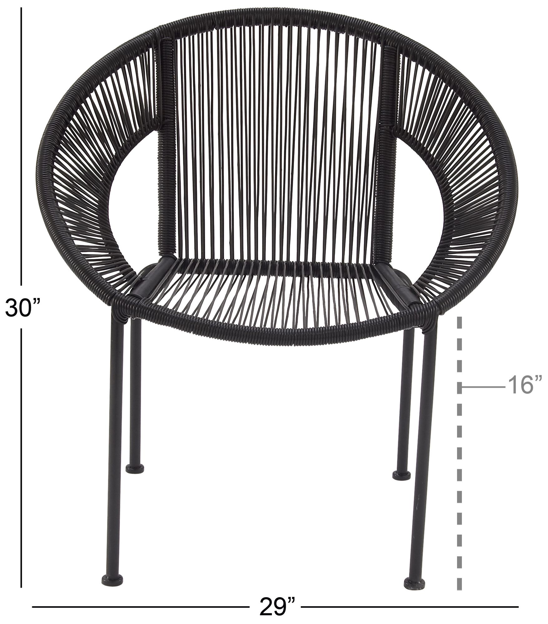 Image 6 Black Plastic Rattan Contemporary Outdoor Chair, 29" x 23" x 30" more views