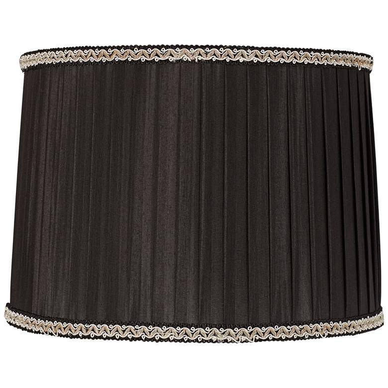 Image 1 Black Pleated Lamp Shade with Silver Trim 13x14x10 (Spider)