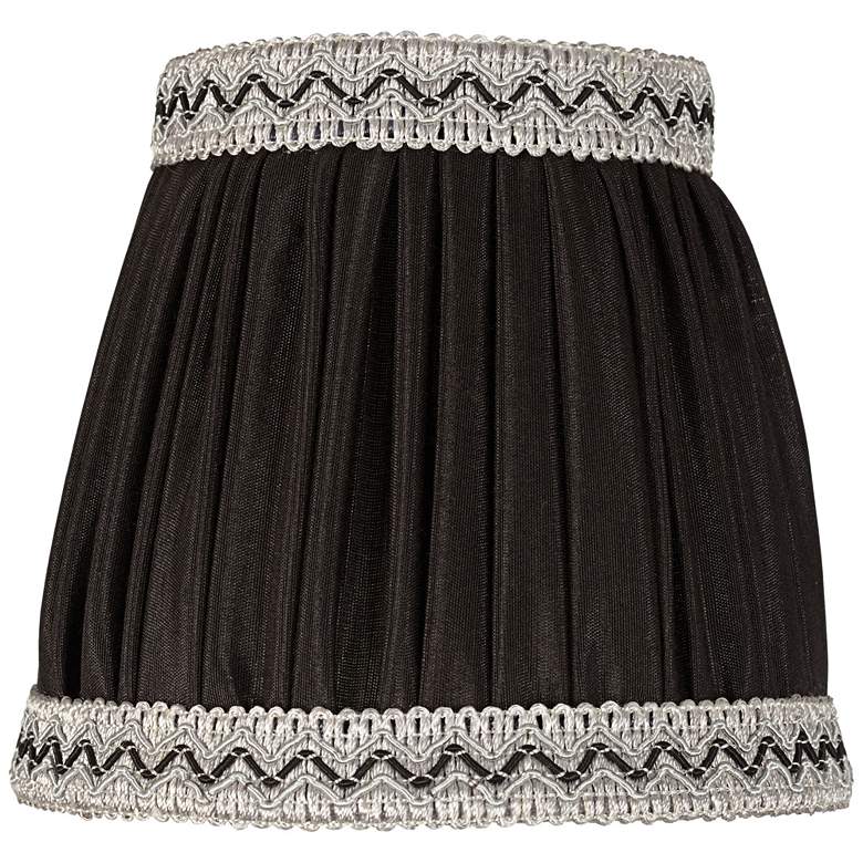 Image 1 Black Pleated Shade with Zig Zag Trim 3.5x5.5x5 (Clip-On)