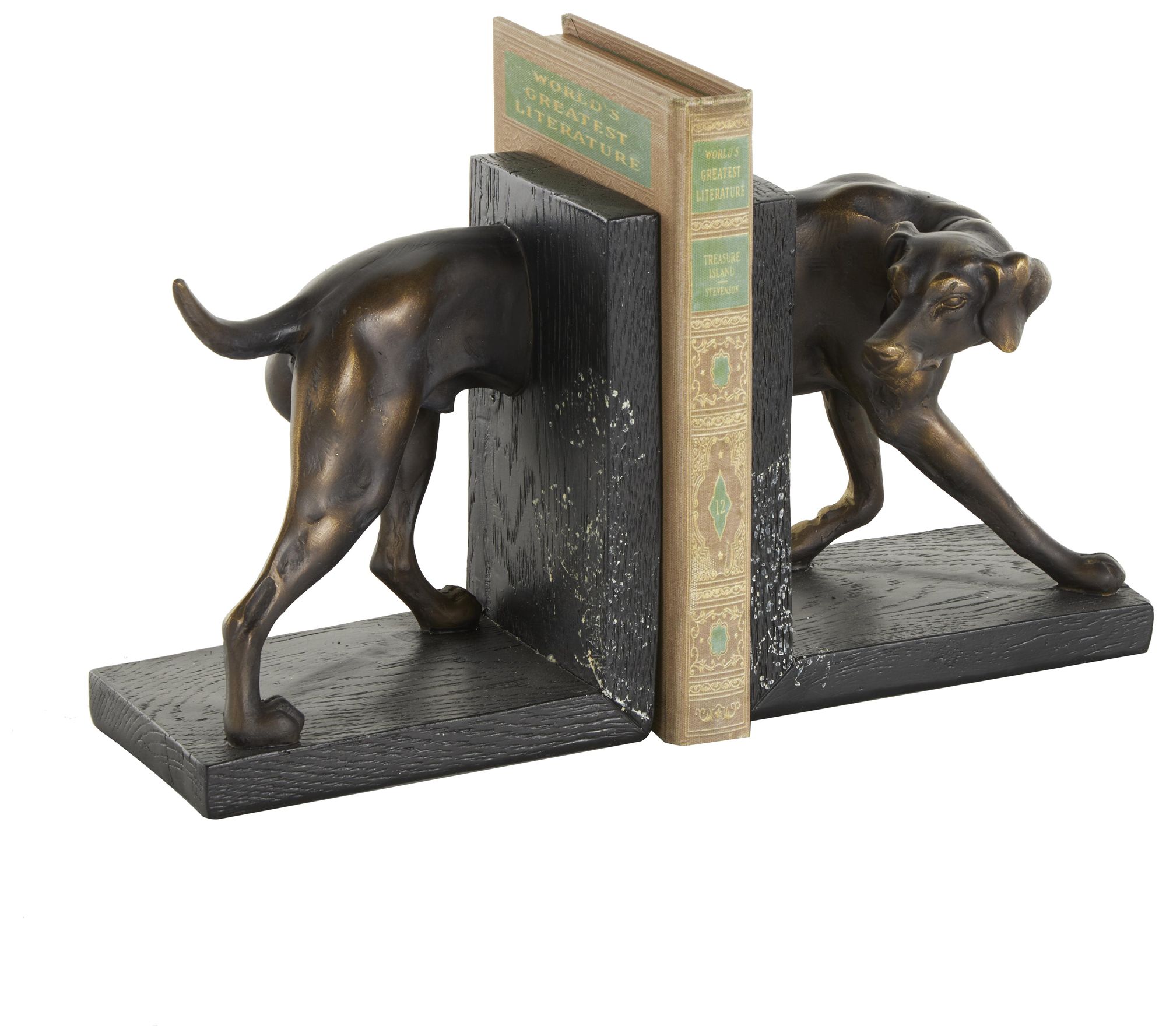 Image 2 Black Polystone Traditional Bookends, S/2 6"W, 7"H