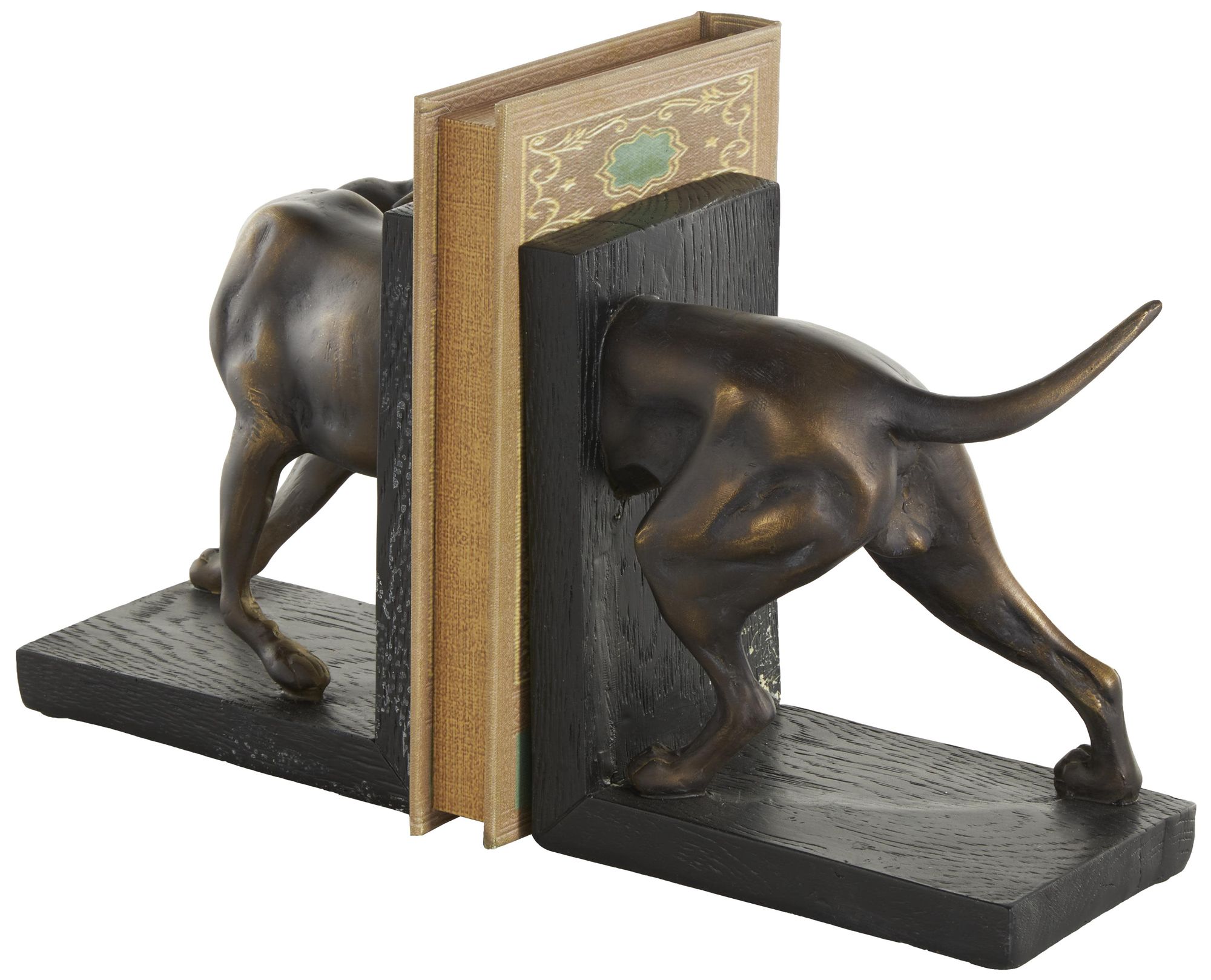 Image 5 Black Polystone Traditional Bookends, S/2 6"W, 7"H more views