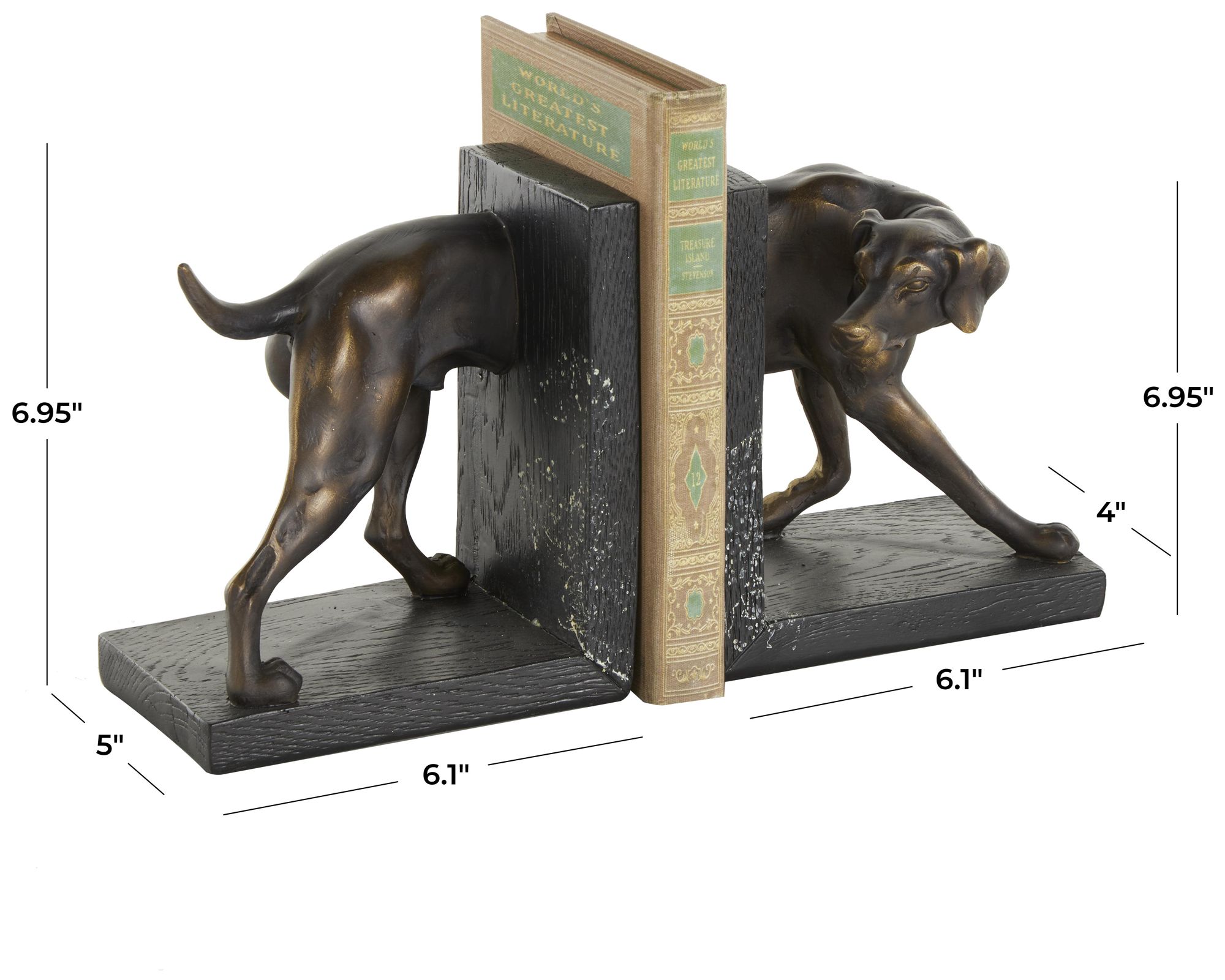 Image 7 Black Polystone Traditional Bookends, S/2 6"W, 7"H more views