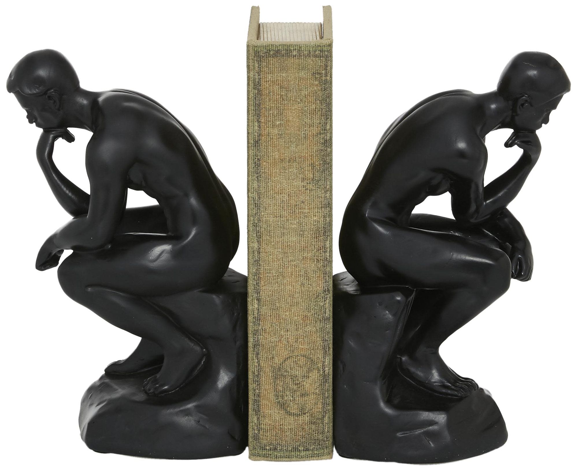 Image 2 Black Polystone Vintage Bookends, S/2 5"W, 9"H