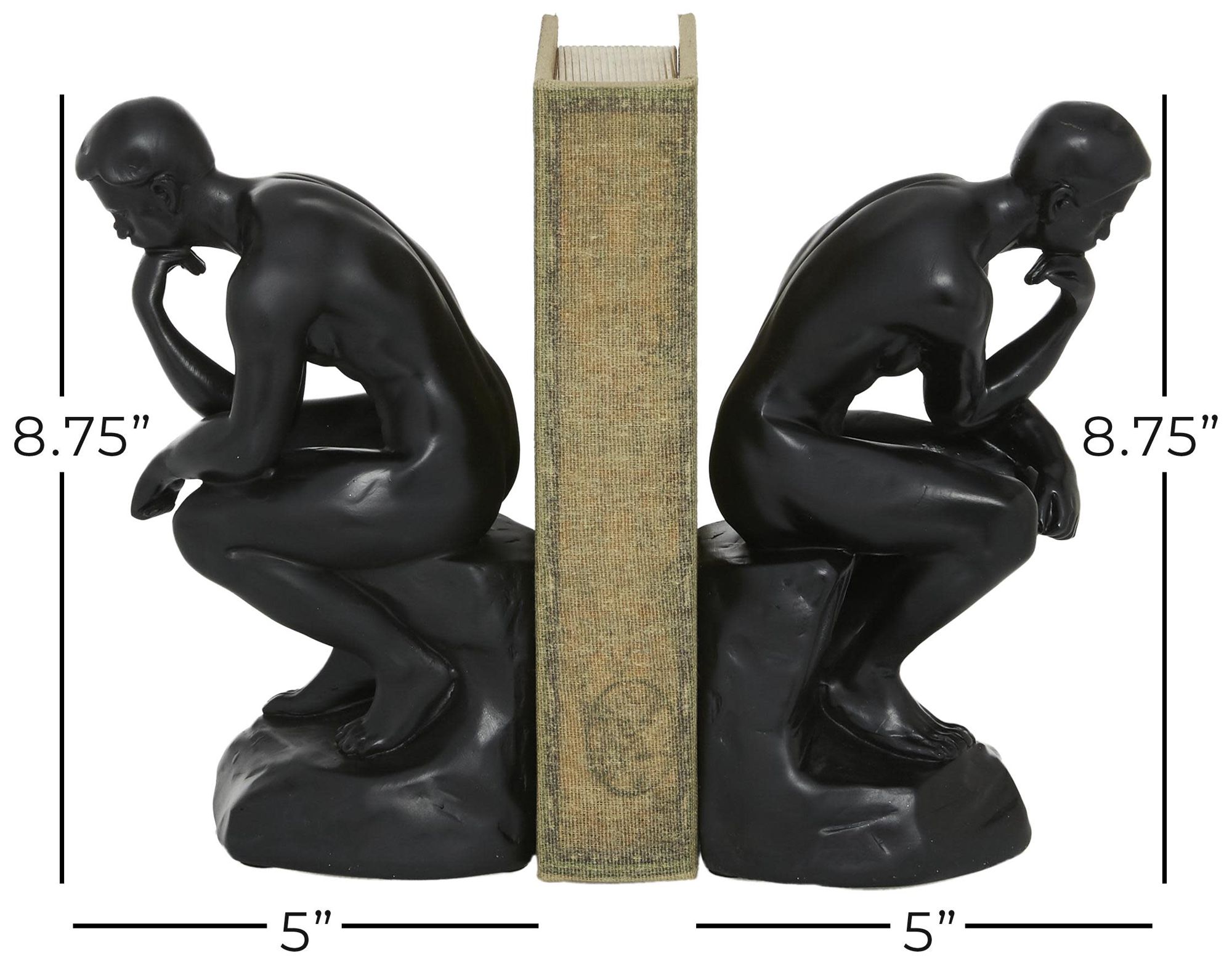 Image 6 Black Polystone Vintage Bookends, S/2 5"W, 9"H more views