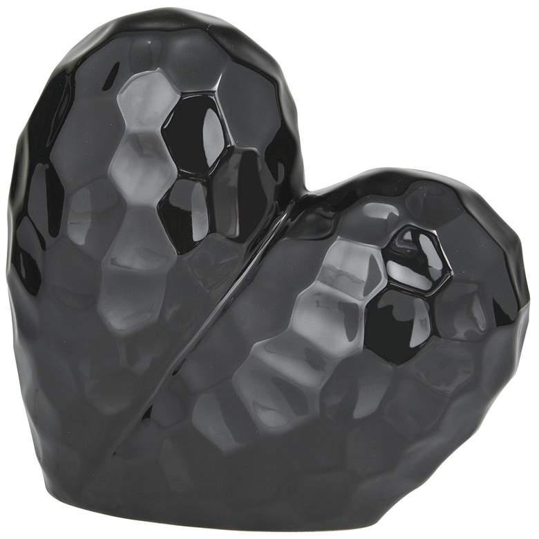 Image 1 Black Porcelain Ceramic Glam Sculpture, 8" x 3" x 8"