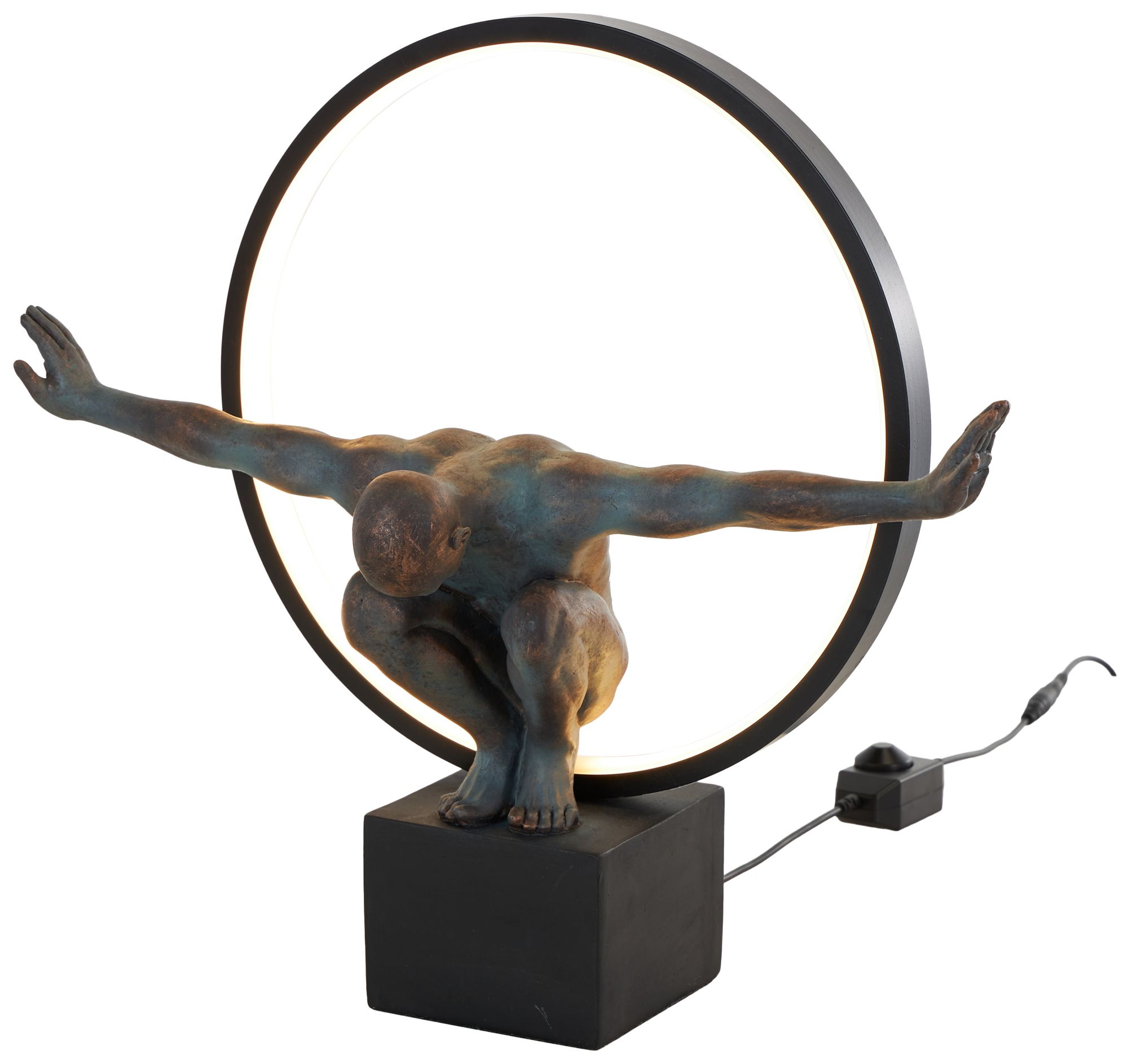 Black Resin Contemporary Table Lamp, 16"