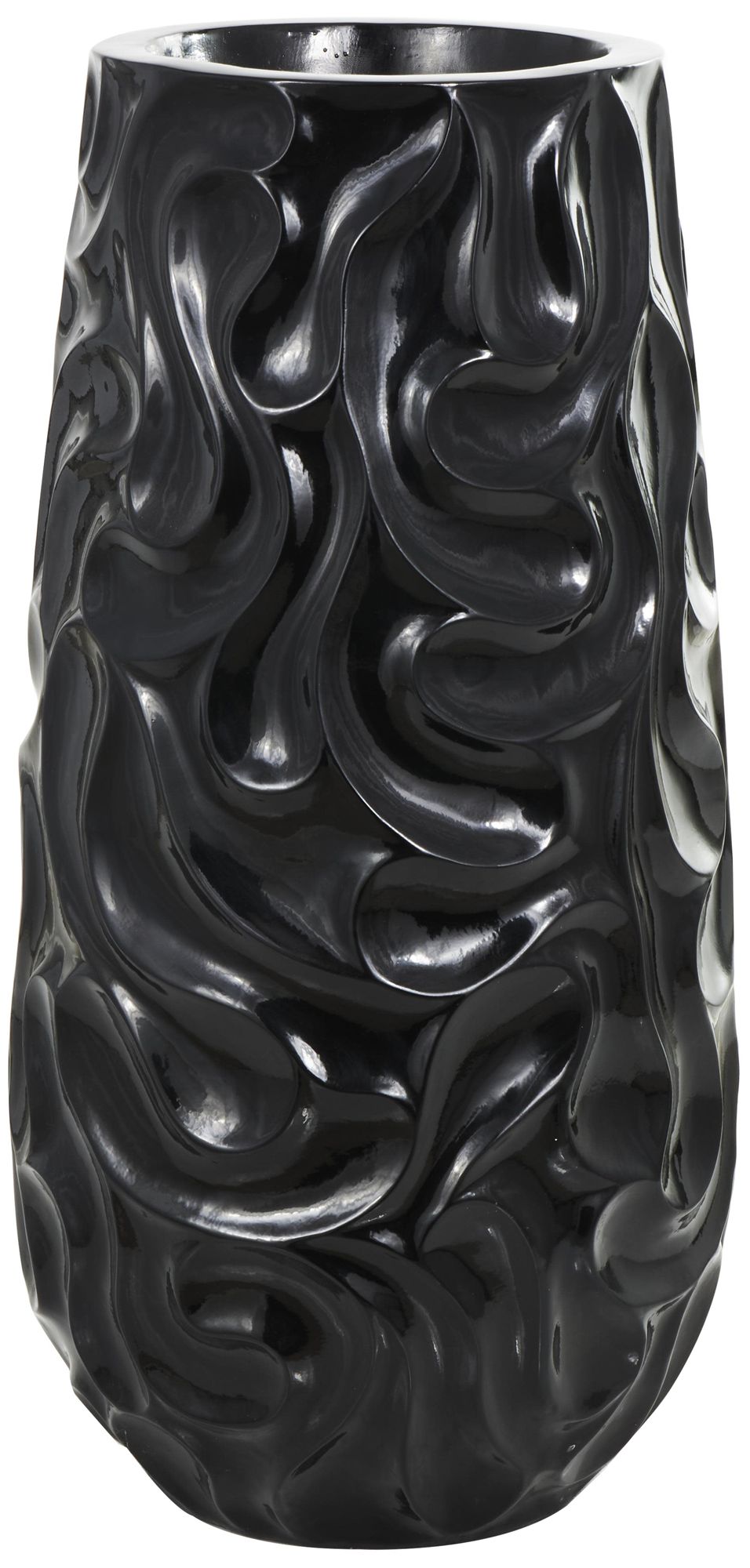 Image 6 Black Resin Modern Vase, 18" x 18" x 36" more views