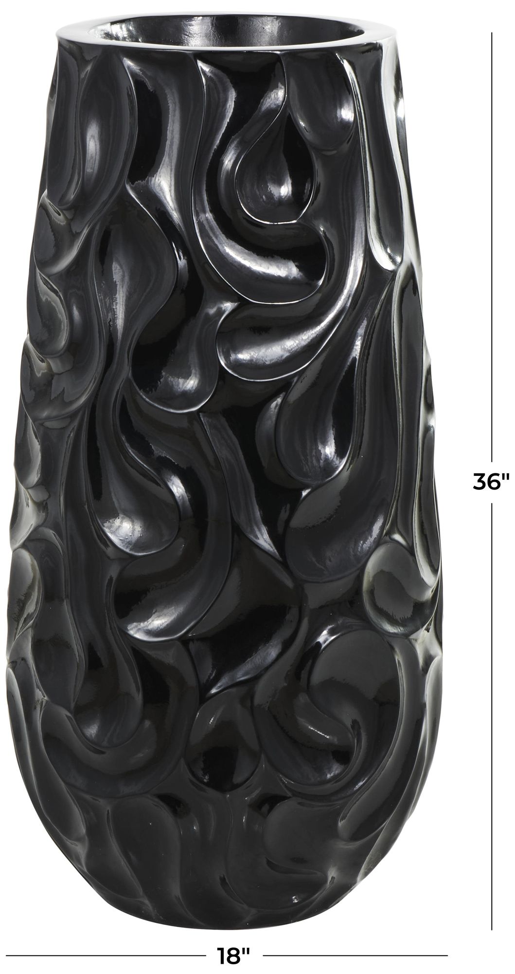 Image 7 Black Resin Modern Vase, 18" x 18" x 36" more views