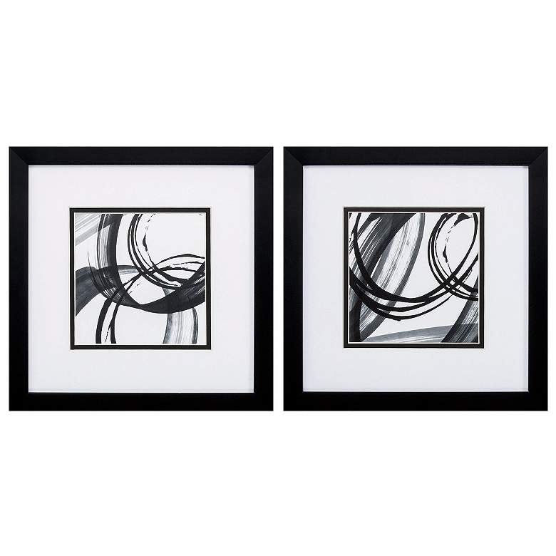 Image 1 Black Rings 11"W x 11"H Framed Art Set of 2
