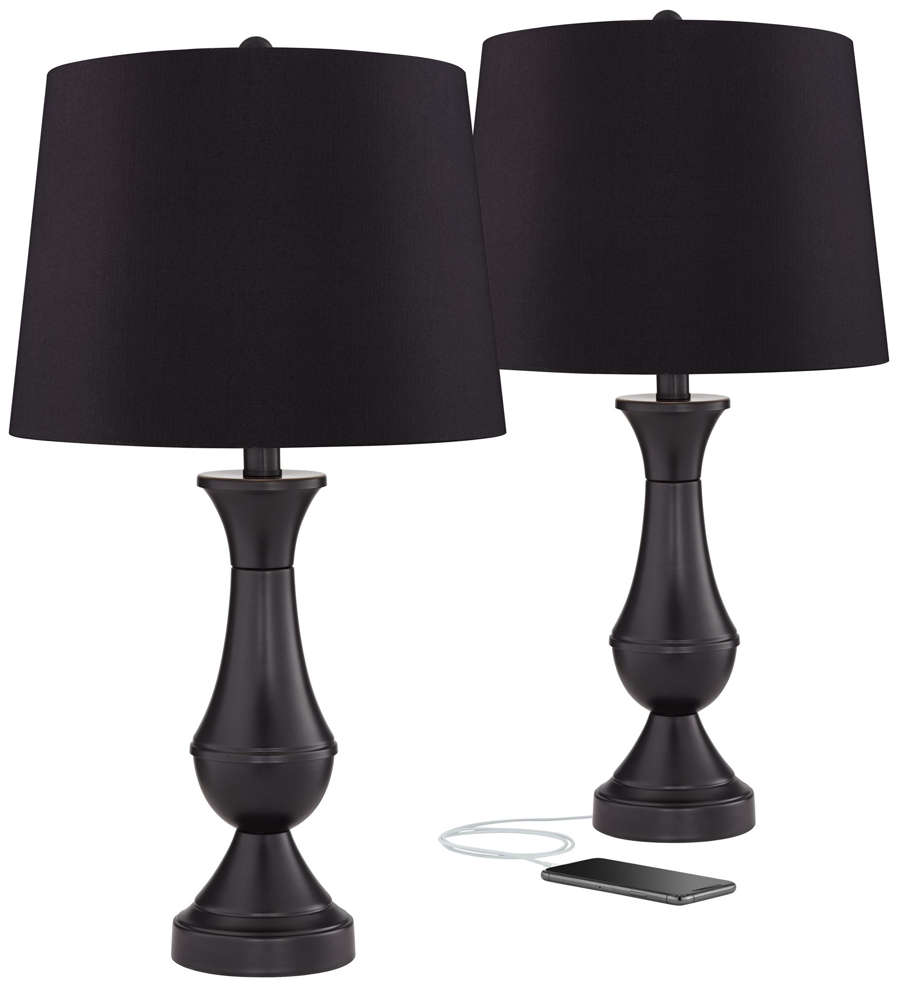 black base bedside lamps