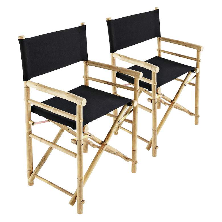 Image 1 Black Short Bamboo Director&#39;s Chairs Set of 2