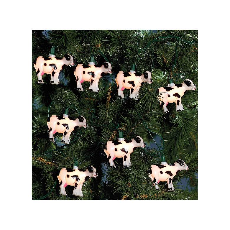 Image 1 Black Spot Barnyard Bovine Milk Cow 10-Light String Light