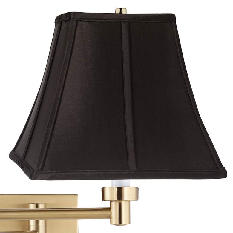 Image 2 Black Square Shade Alta Square Antique Brass Swing Arm Plug-In Wall Lamp more views