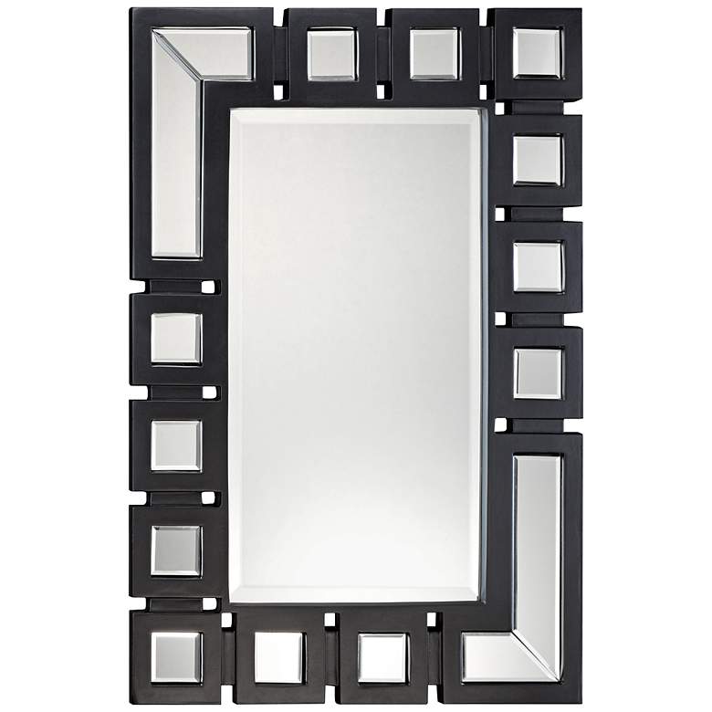 Image 1 Black Squares 36 inch High Framed Modern Wall Mirror