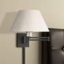 1_Black Swing Arm Wall Lamp with Oatmeal Fabric Empire Shade