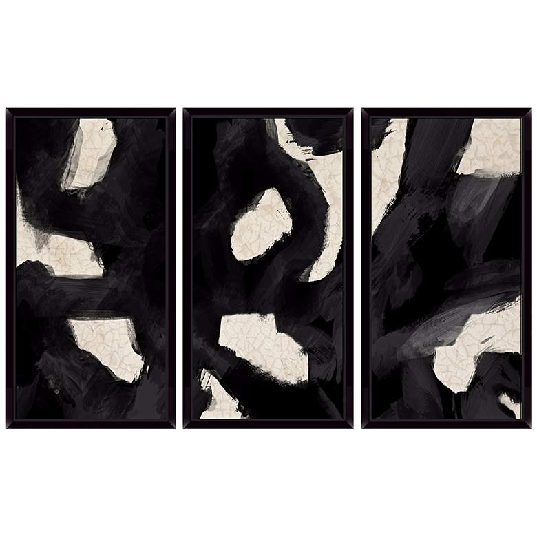Image 1 Black Swirls Triptych Set of 3 Abstract Wall Art