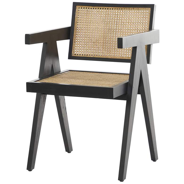 Image 1 Black Teak Wood Handmade Accent Chair, 20" x 19" x 30"