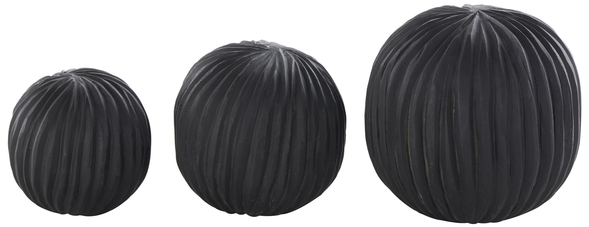 Image 2 Black Teak Wood Natural Orbs & Vase Filler, S/3 6", 5", 4"H