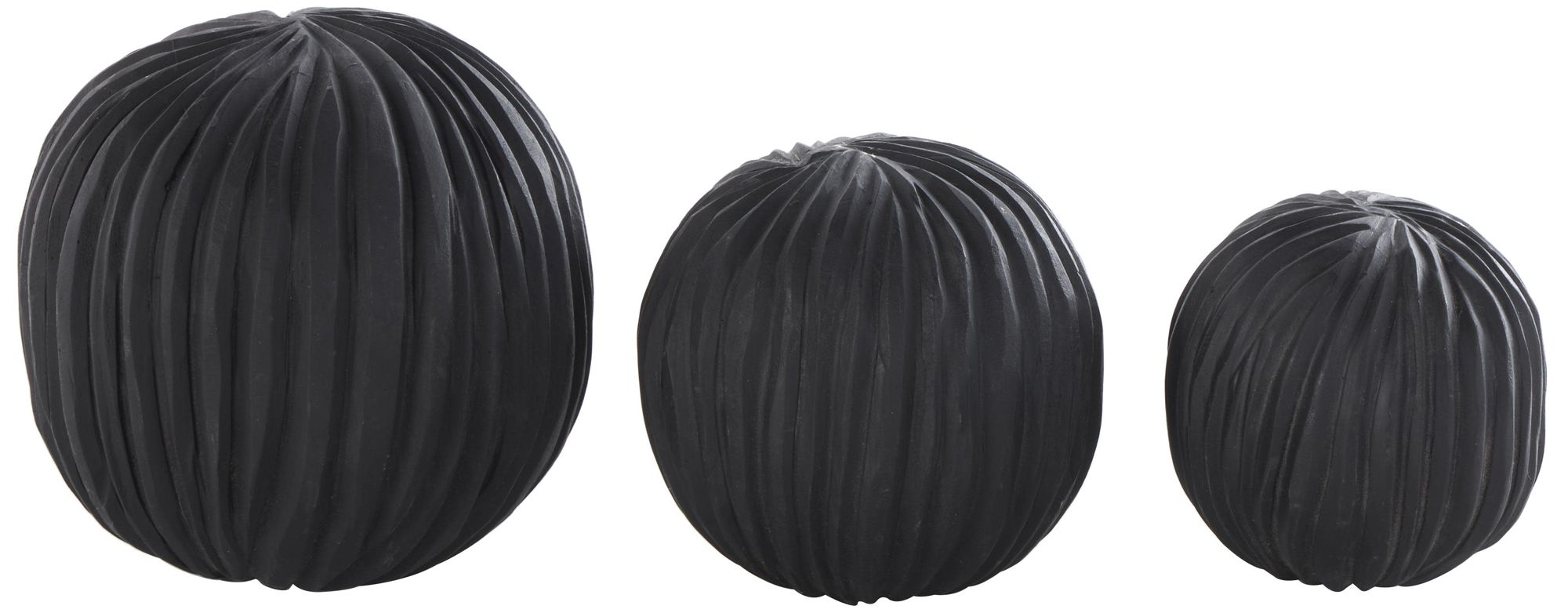 Image 5 Black Teak Wood Natural Orbs & Vase Filler, S/3 6", 5", 4"H more views