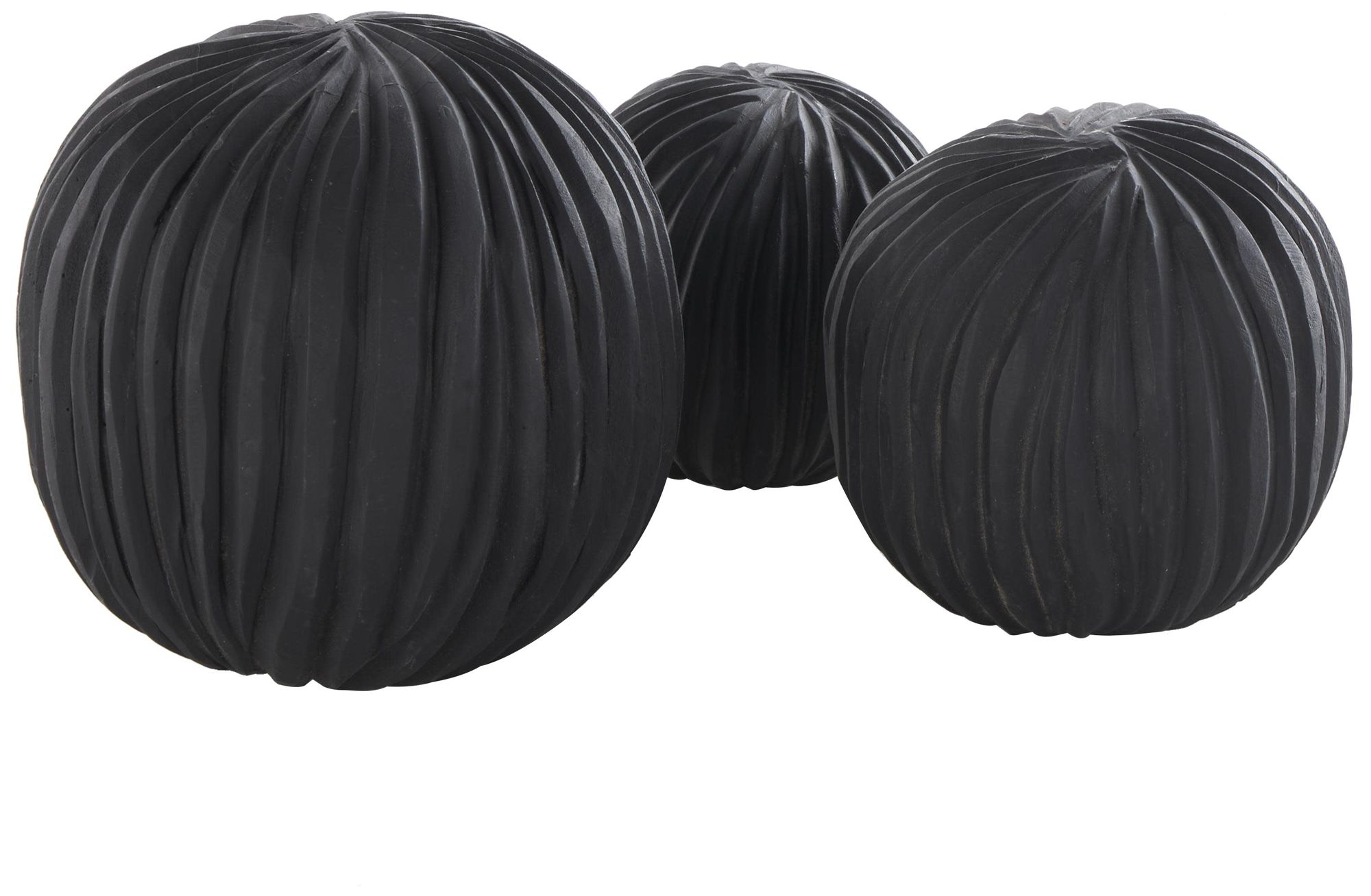 Image 6 Black Teak Wood Natural Orbs & Vase Filler, S/3 6", 5", 4"H more views