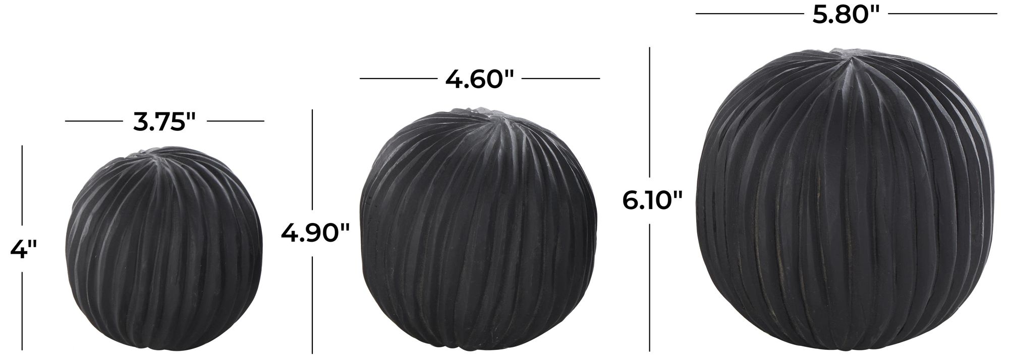 Image 7 Black Teak Wood Natural Orbs & Vase Filler, S/3 6", 5", 4"H more views