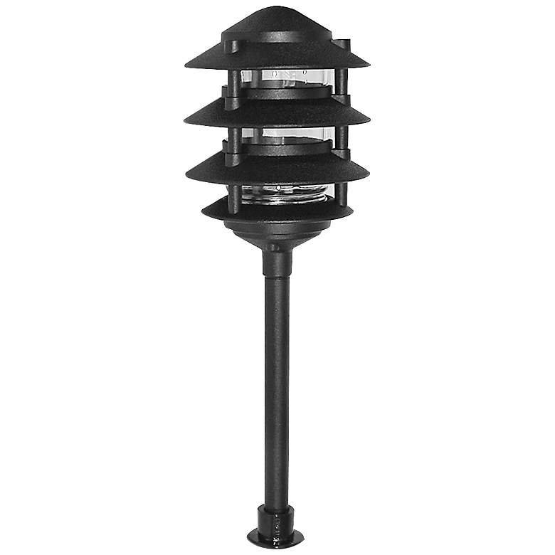 Image 1 Black Texture 17 1/2 inch High 4-Tier LED Path Light