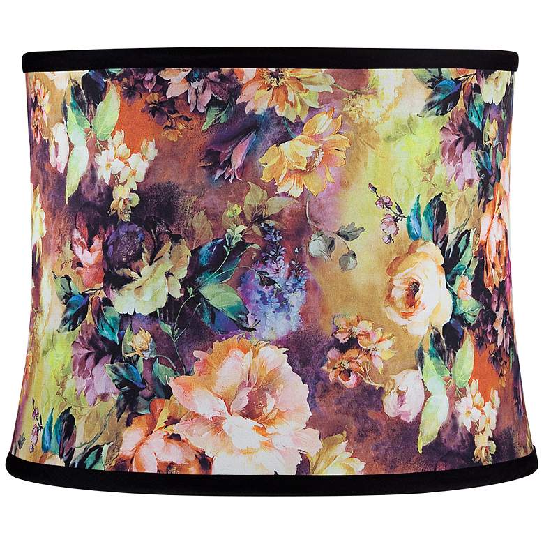 Image 1 Black Velvet and Floral Print Shade 13x14x11 (Spider)