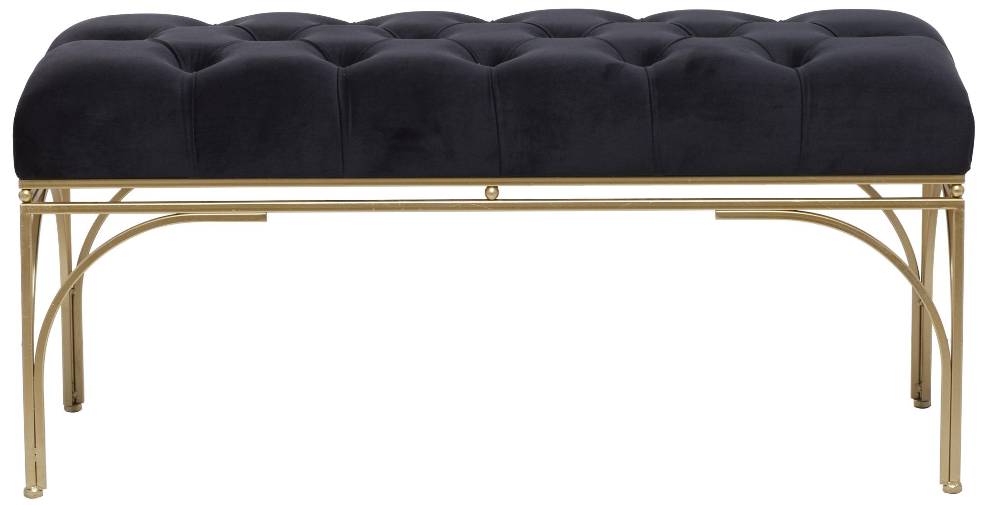 Image 2 Black Velvet Glam Bench, 39" x 17" x 19"