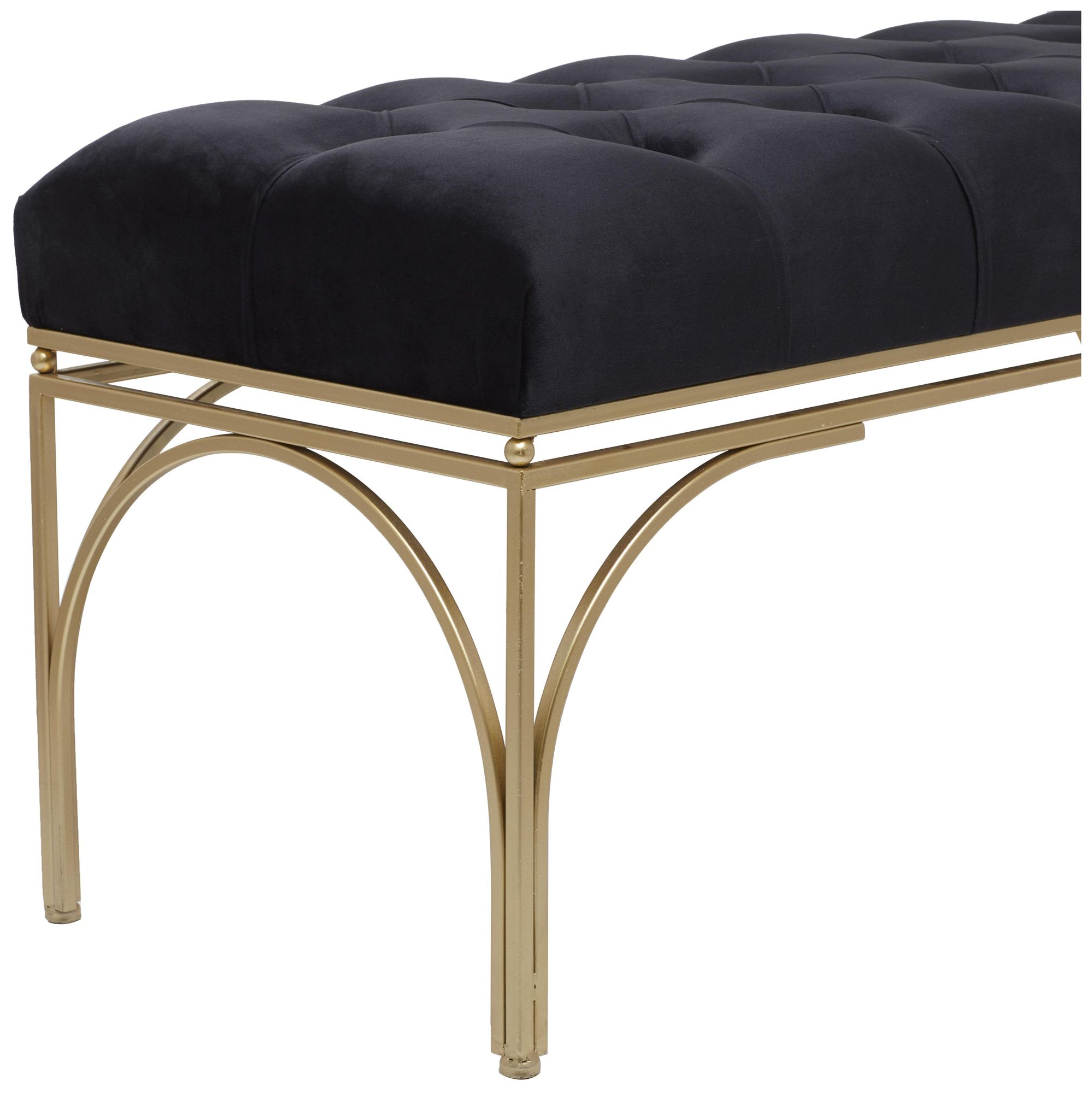 Image 4 Black Velvet Glam Bench, 39" x 17" x 19" more views