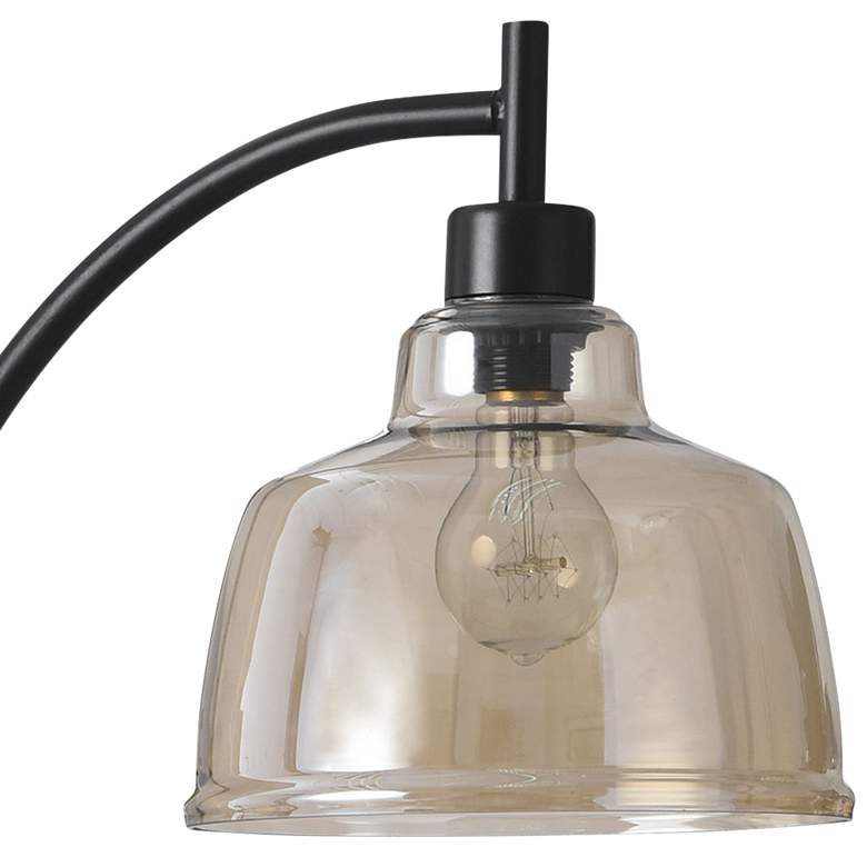 Image 2 Black Water 26" Black Steel Desk Lamp with Amber Glass Shade more views
