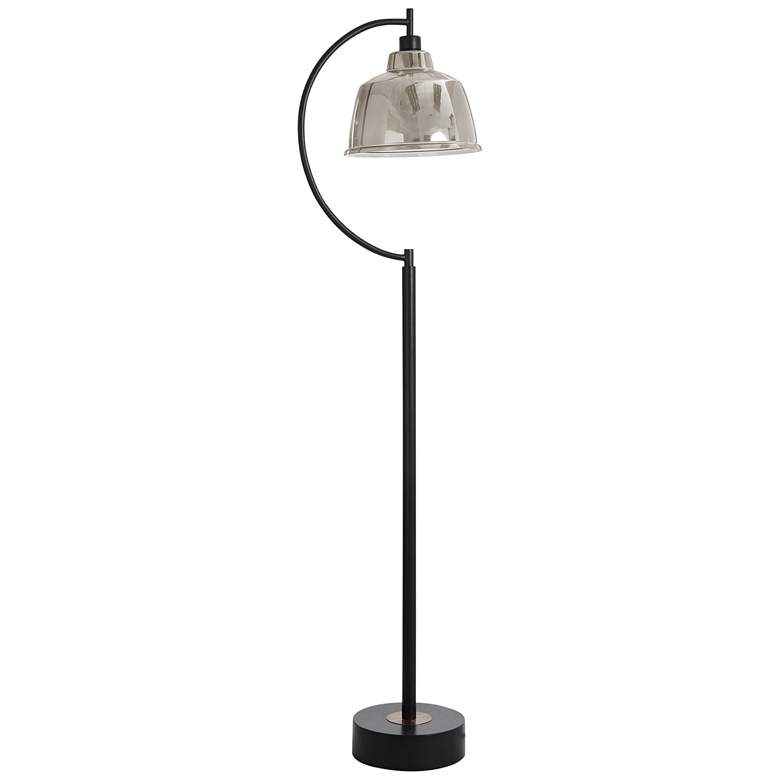 Image 2 Black Water 65" Black Steel Floor Lamp with Mercury Glass Shade