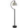 Black Water 65" Black Steel Floor Lamp with Mercury Glass Shade