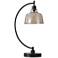 Black Water Black Steel Desk Lamp with Amber Glass Shade