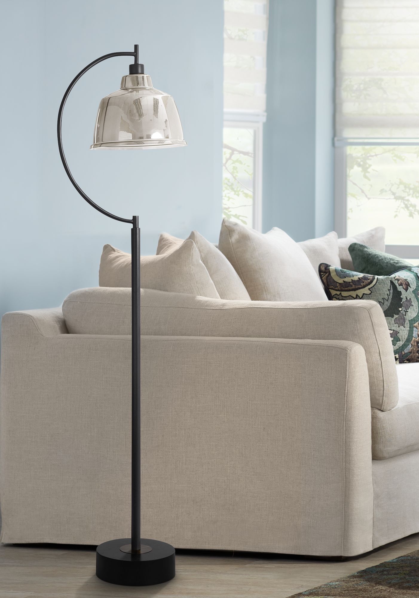 floor lamp with mercury glass shade