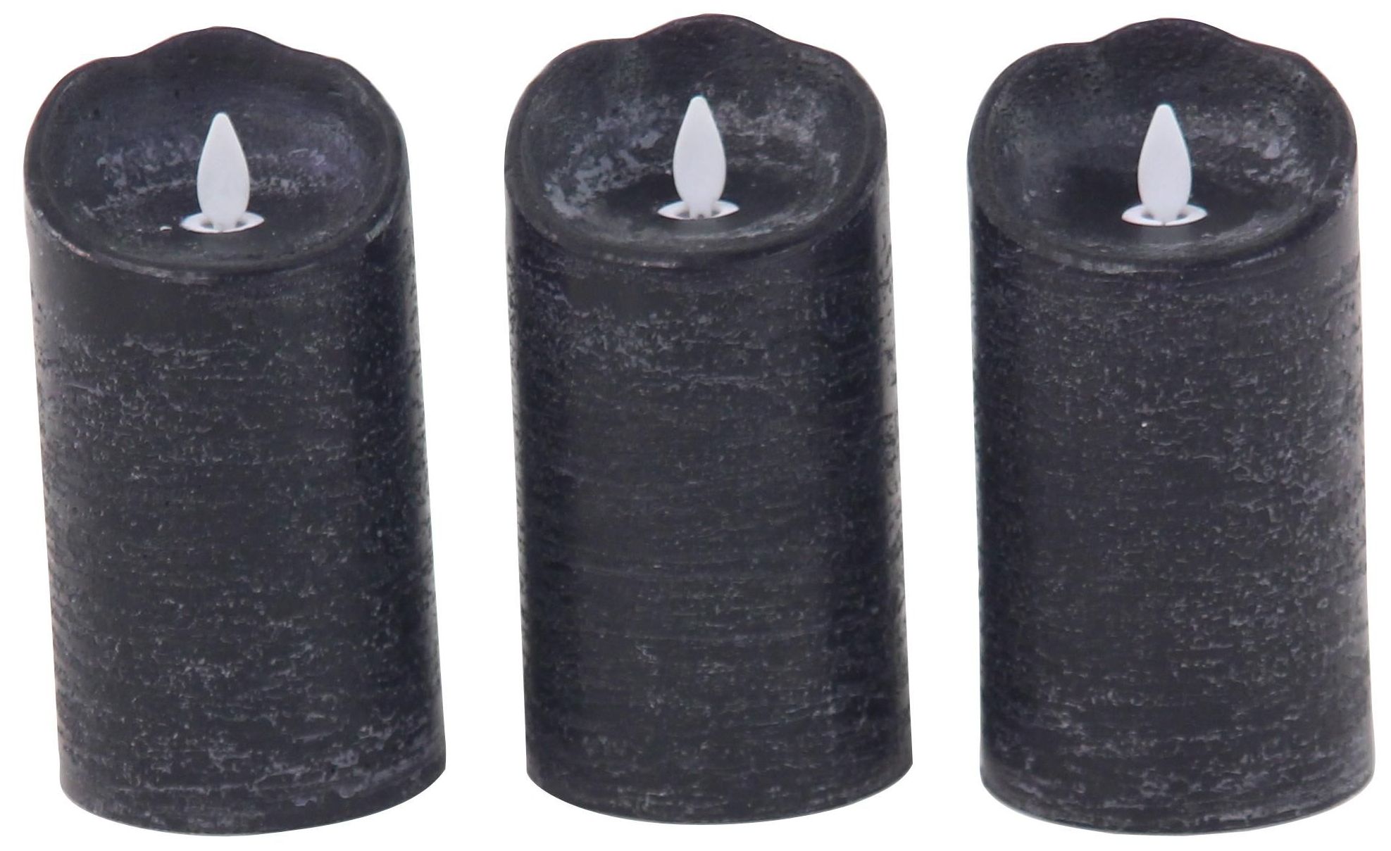 Black Wax Traditional Flameless Candle, S/3 3"W, 6"H