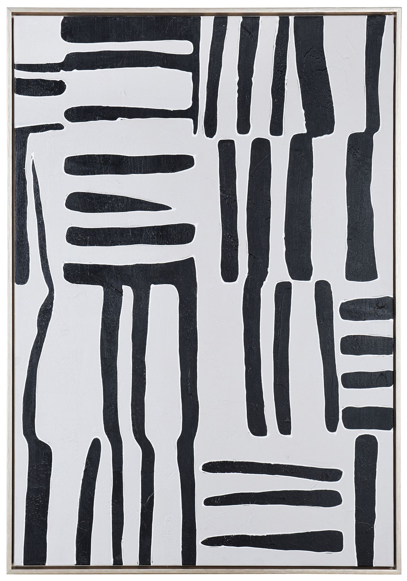 Image 2 Black & White 28 x 39 Hand-Painted Framed Canvas Wall Art