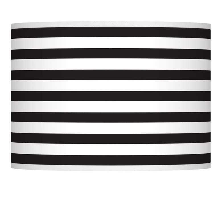 Image 1 Black White Horizontal Stripes Giclee Gallery Shade 13.5x13.5x10 (Spider)