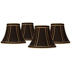 Image1 of Black with Gold Trim Clip Chandelier Shades 3x6x5 (Clip-On) Set of 4