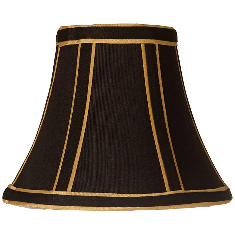 Image 1 Black with Gold Trim Flared Bell Luxe Lamp Shade 3x6x5 (Clip-On)
