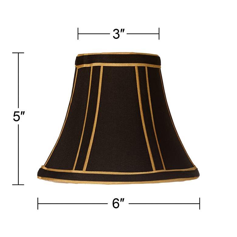 Image 5 Black with Gold Trim Flared Bell Luxe Lamp Shade 3x6x5 (Clip-On) more views