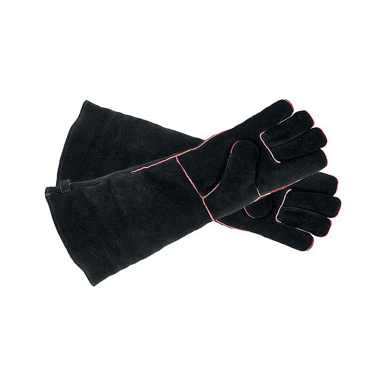 Image 1 Black with Red Trim Long Suede Hearth Gloves