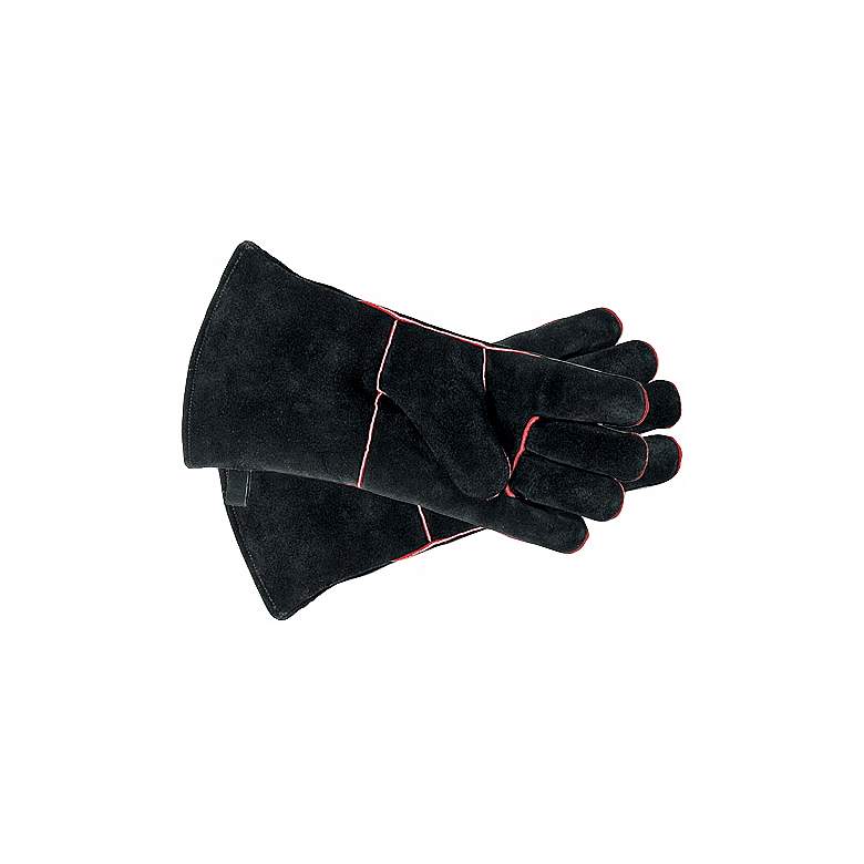 Image 1 Black with Red Trim Small Suede Hearth Gloves