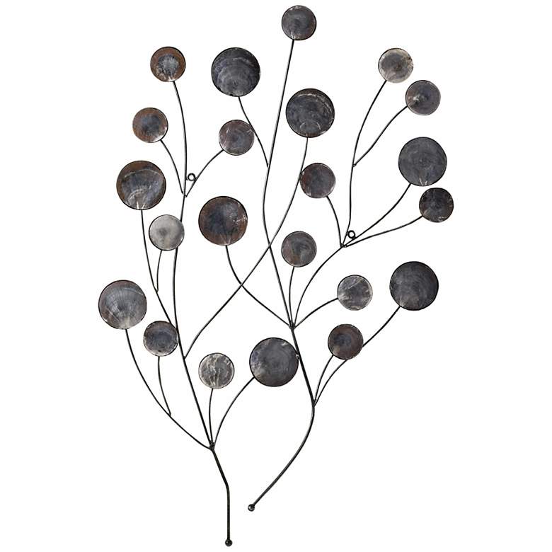 Image 1 Black with Silver Tree Sprig Metal 31 inch High Wall Decor