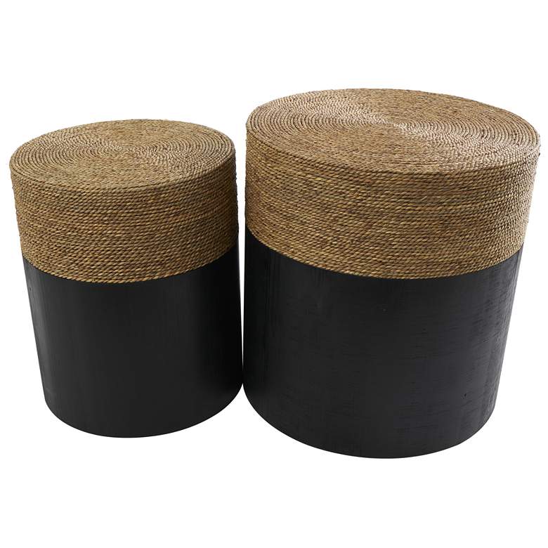 Image 1 Black Wood Bohemian Accent Table, S/2 20", 18"H