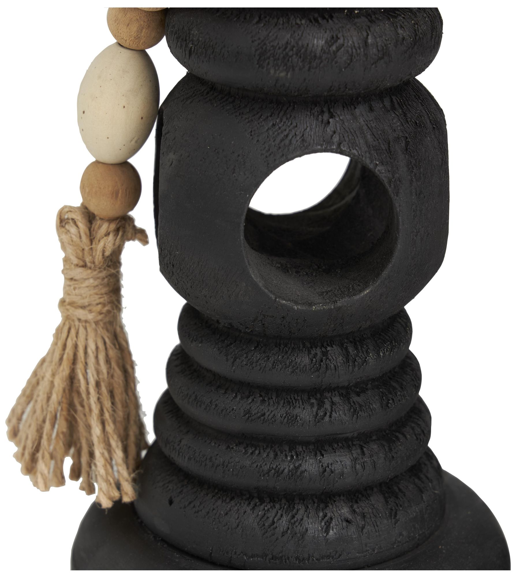 Image 2 Black Wood Bohemian Candle Holder, S/3 14", 12", 10"H more views