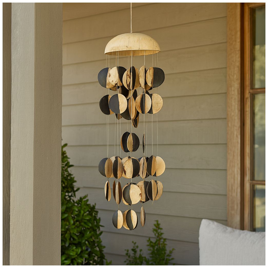 Image 4 Black Wood Coastal Windchime, 5" x 5" x 17" more views