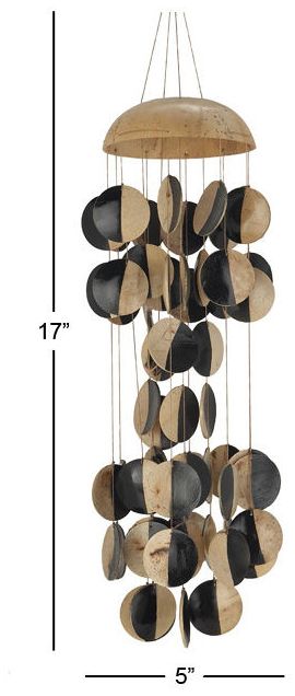 Image 6 Black Wood Coastal Windchime, 5" x 5" x 17" more views