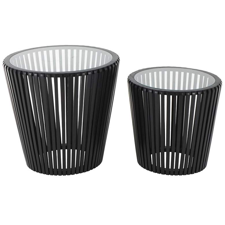 Image 1 Black Wood Contemporary Accent Table, S/2 21", 17"H