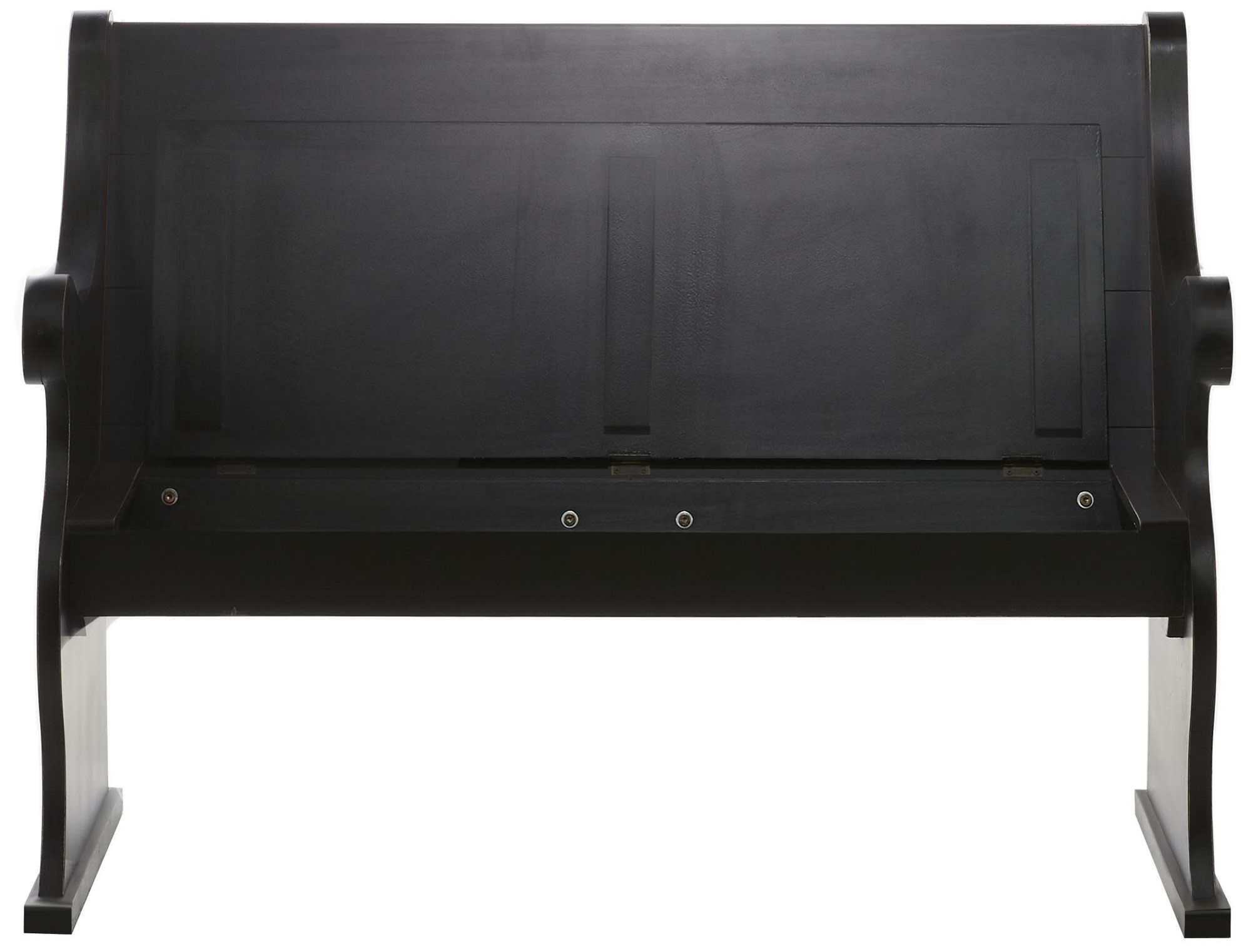 Image 6 Black Wood Farmhouse Storage Bench, 50" x 24" x 36" more views